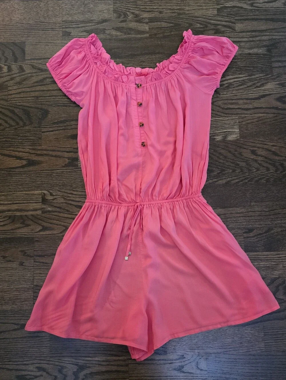 Kate Spade Cover Up Romper Women's size XS Coral Pink Drawstring Waist